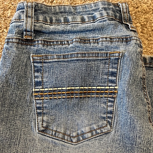 Vtg One Tuff Babe OTB Stretch Flare Leg Light Blue Jeans size 7/8 - Picture 10 of 11